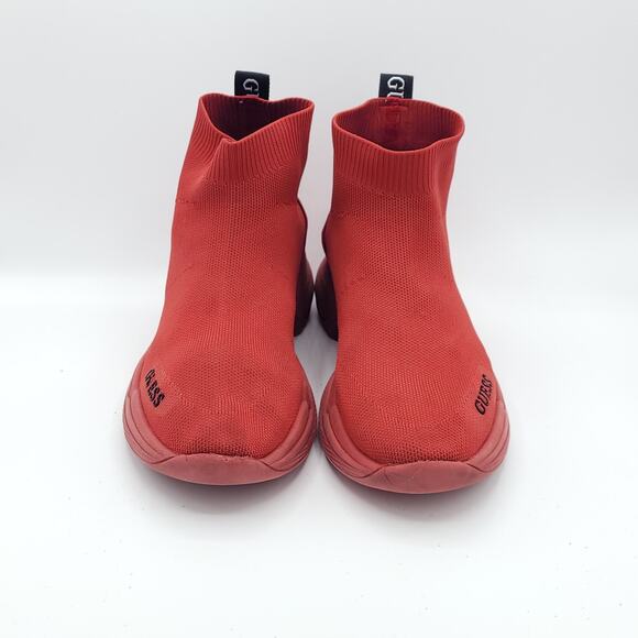 Guess Women’s Pause Knit Wedge Red Textile  fabric size 7.5M - Picture 7 of 9